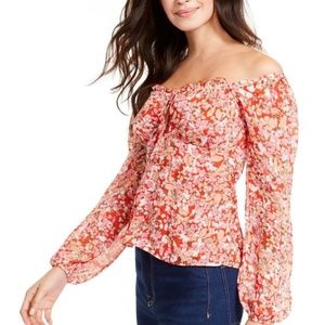 Q+A Los Angeles Ruffled Floral Long Sleeve Blouse